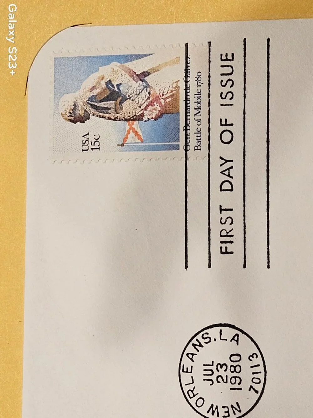 RARE COLLECTIBLE USPS 1ST DAY ISSUE GENERAL BERNARDO deGalvez STAMP WAR HERO FDC